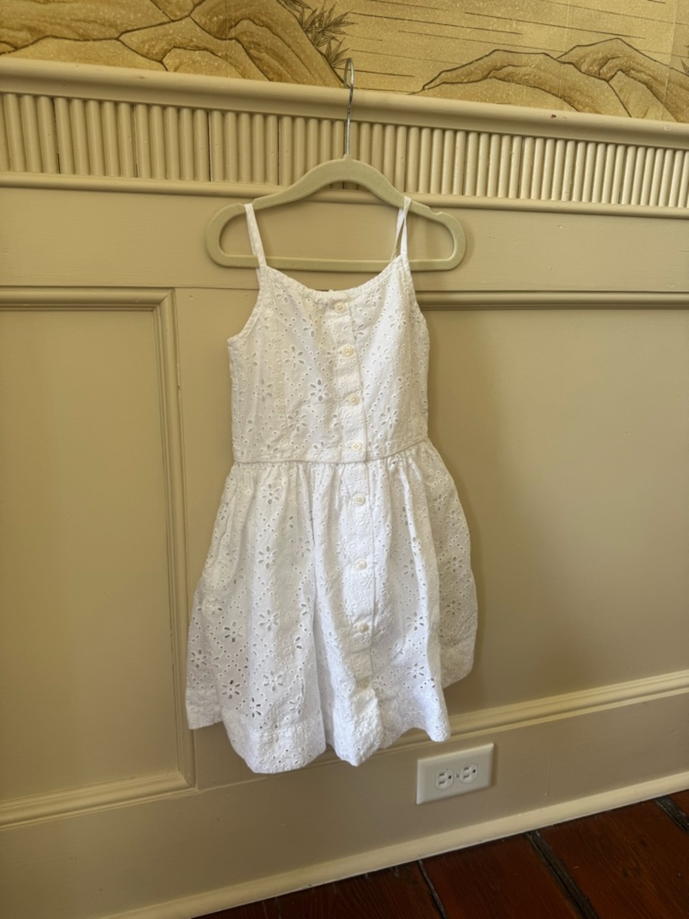 Polo Ralph Lauren White Eyelet Spaghetti-Strap Kids Dress